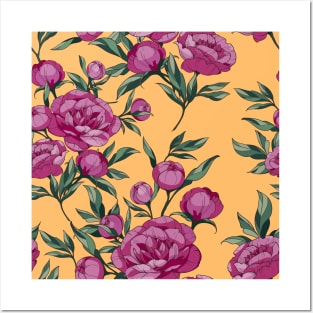 Maroon purplish flowers peonies Posters and Art